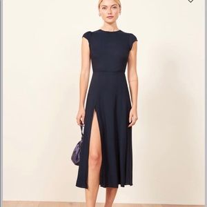 Reformation Gavin Navy Dress